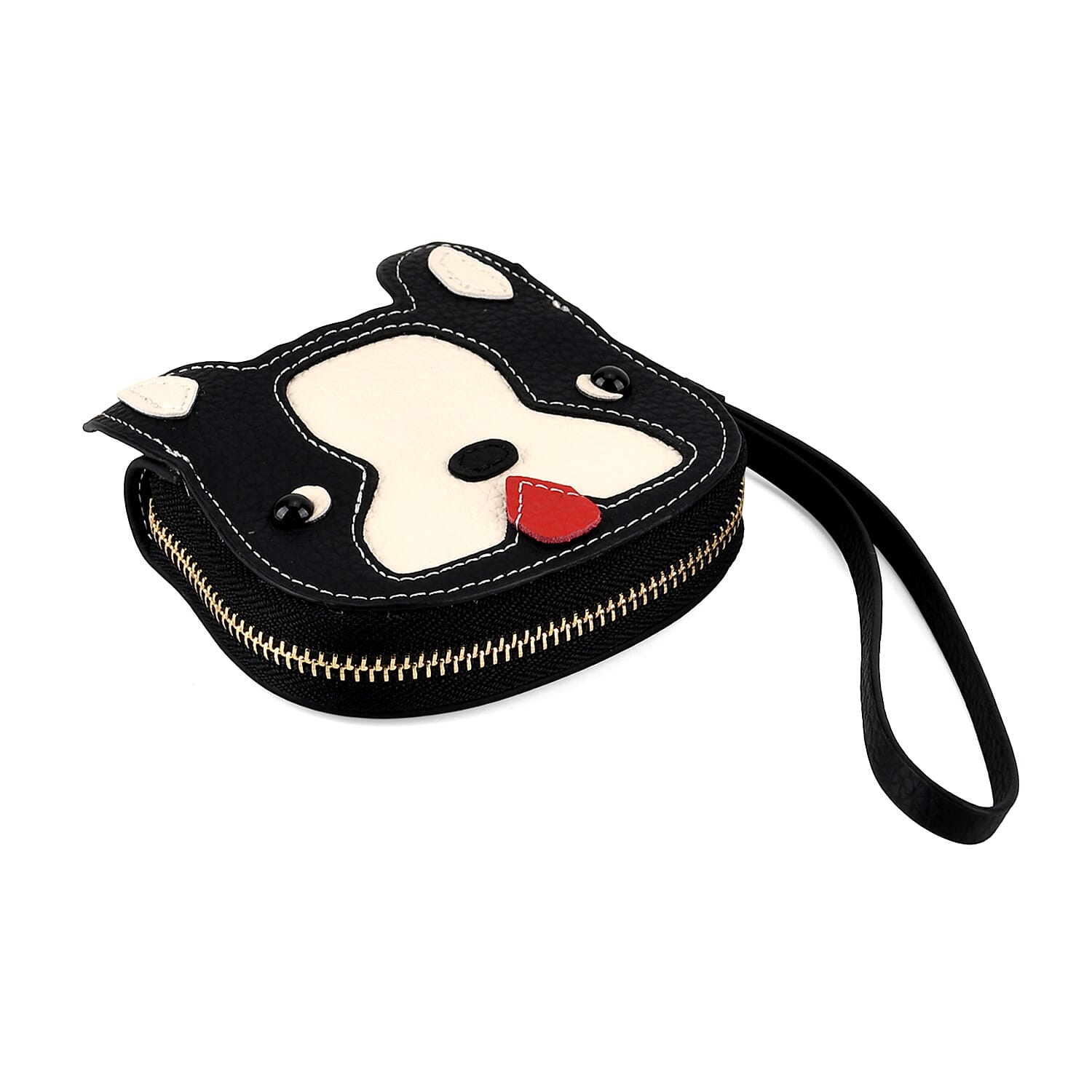 Genuine Leather RFID- Blocking Boston Terrier Wallet with Clasp - Black