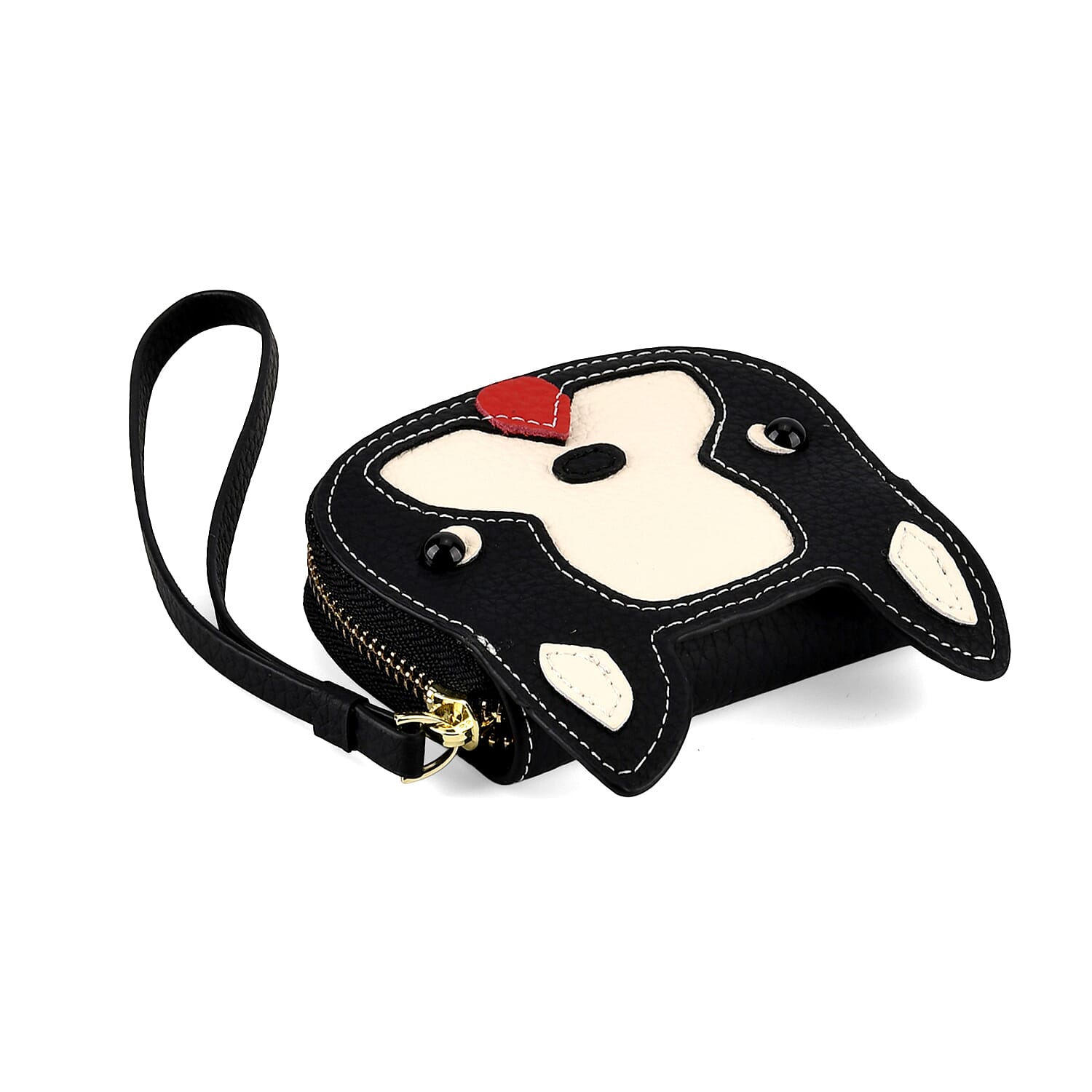 Genuine Leather RFID- Blocking Boston Terrier Wallet with Clasp - Black