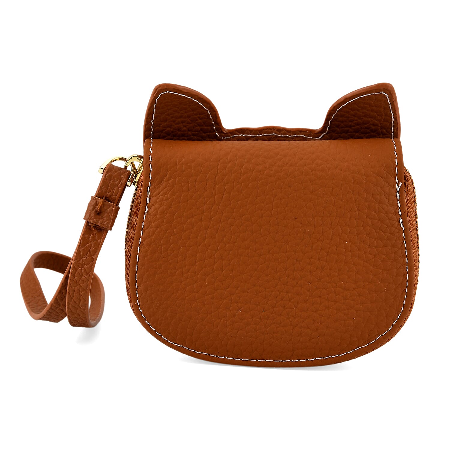 Genuine Leather RFID- Blocking Boston Terrier Wallet with Clasp - Tan