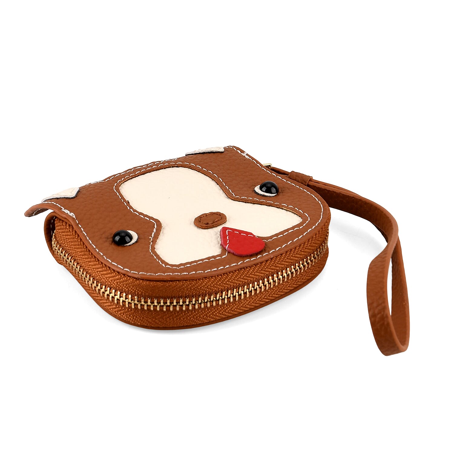 Genuine Leather RFID- Blocking Boston Terrier Wallet with Clasp - Tan