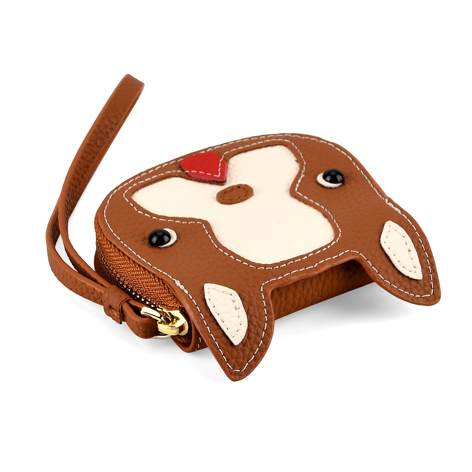 Genuine Leather RFID- Blocking Boston Terrier Wallet with Clasp - Tan