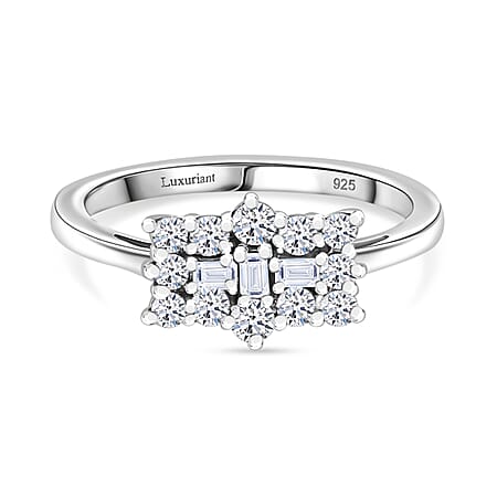 D'Joy Moissanite Boat Ring in Platinum Overlay Sterling Silver
