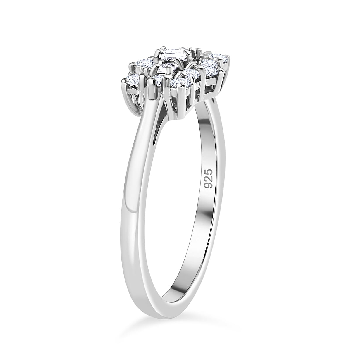D'Joy Moissanite Round Ring in Platinum Overlay Sterling Silver