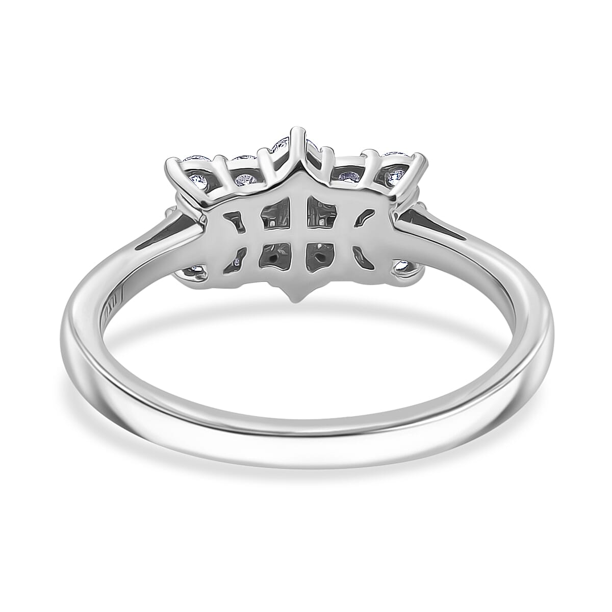 D'Joy Moissanite Round Ring in Platinum Overlay Sterling Silver