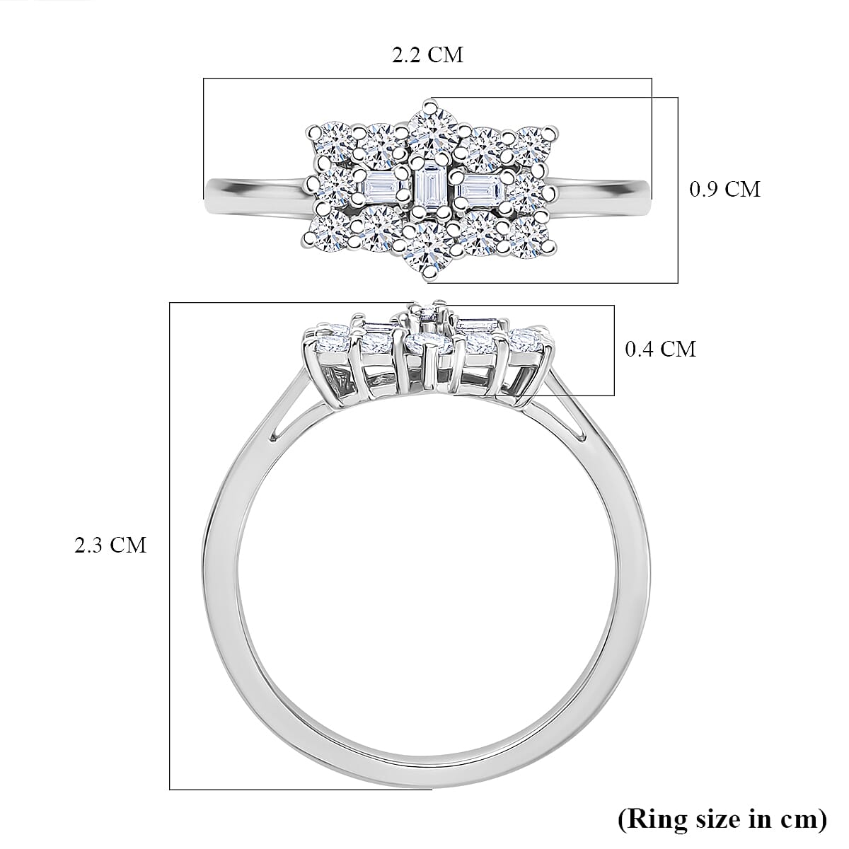 D'Joy Moissanite Round Ring in Platinum Overlay Sterling Silver