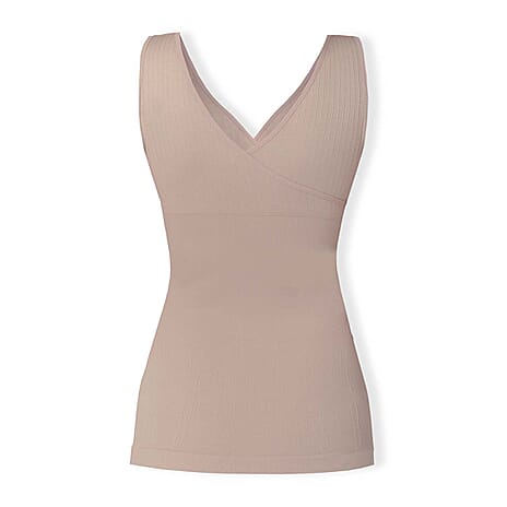 SANKOM Classic Seamless Wire-Free Bra with Vest - For Posture Correction - Body Slimming Vest (Size - S-M) - Peach