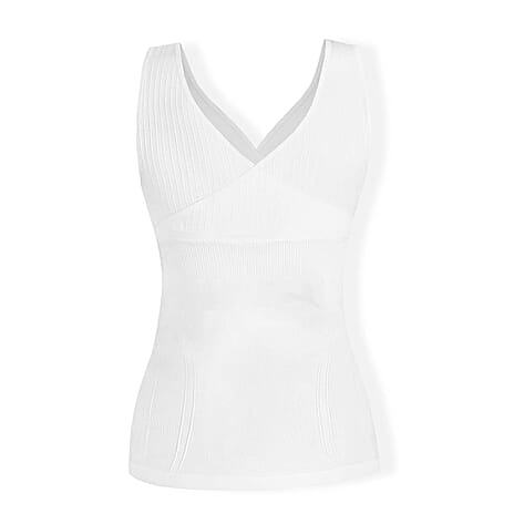 SANKOM Classic Seamless Wire-Free Bra with Vest - For Posture Correction - Body Slimming Vest (Size - L-XL) - White
