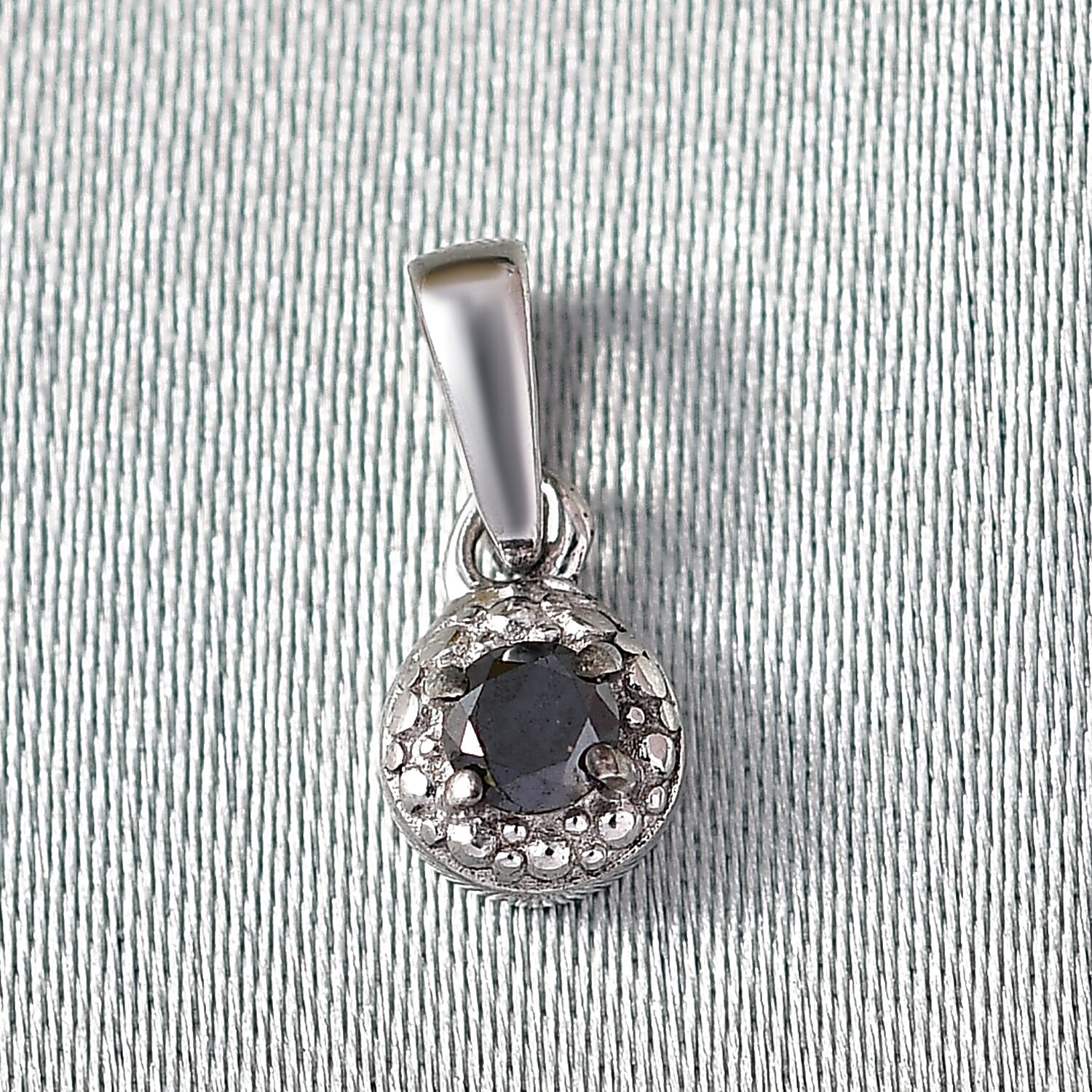 Black Diamond Solitaire Pendant in Platinum Overlay Sterling Silver