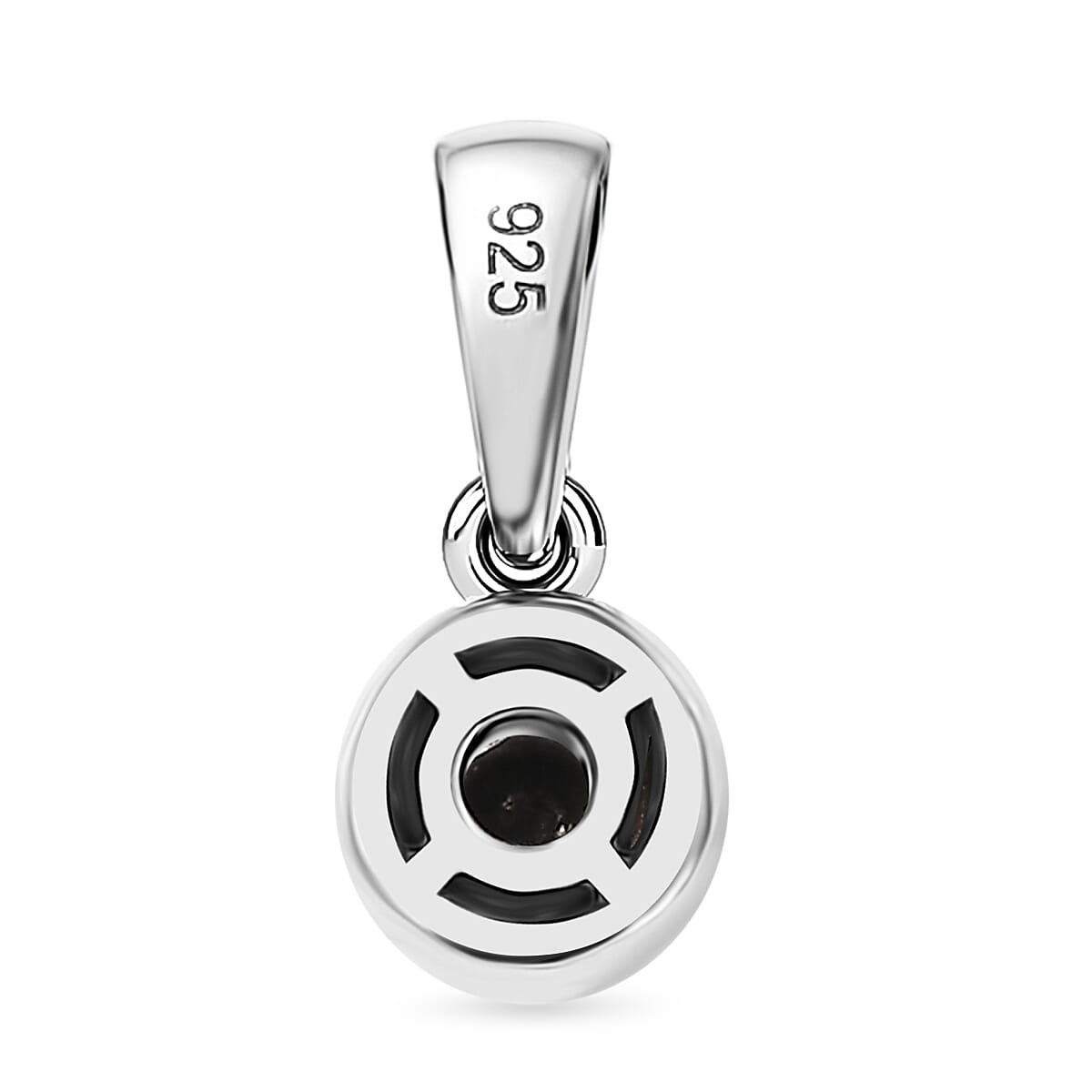 Black Diamond Solitaire Pendant in Platinum Overlay Sterling Silver