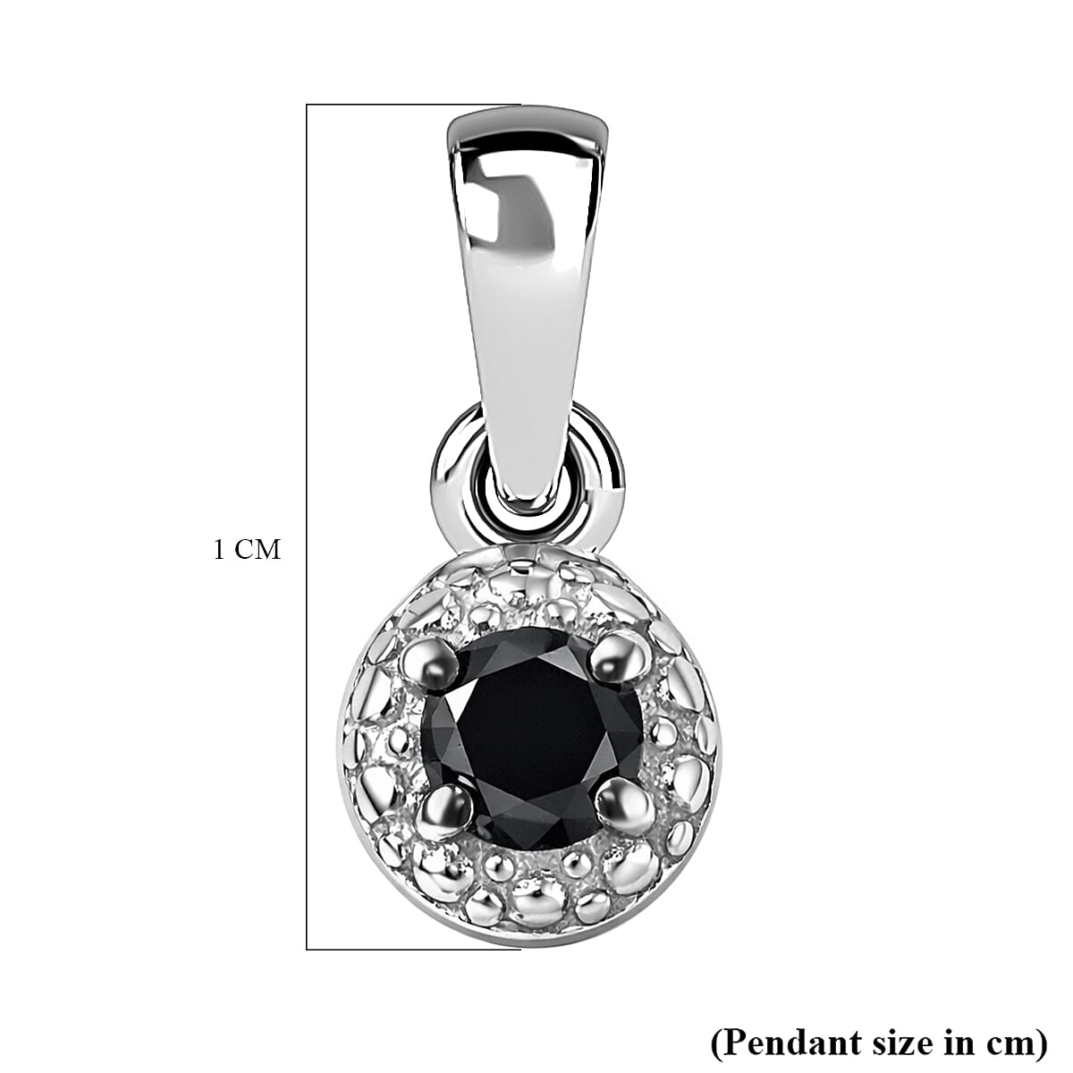Black Diamond Solitaire Pendant in Platinum Overlay Sterling Silver