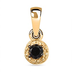 Black Diamond Solitaire Pendant in Yellow Gold Plated Sterling Silver