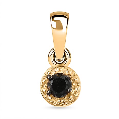 Black Diamond Solitaire Pendant in 18K YG PlatingSterling Silver  0.082  Ct.