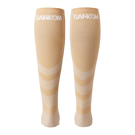 Sankom Active Compression Calf Sleeves (Size S-M, 46-48 cm) - Beige