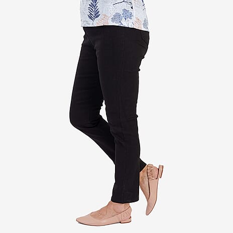 Sugar Crisp Elasticated Waistband Jeans with 27 inch Leg (Size 12) - Black