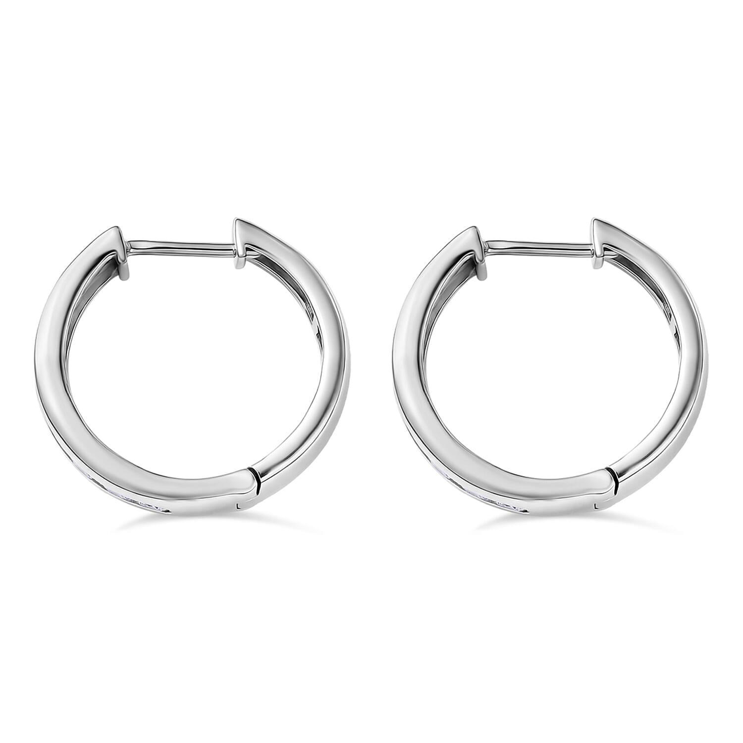 LUXURIANT SI-GH Lab Grown Diamond Half Hoop Earring in Rhodium Overlay Sterling Silver 1.17 Ct, Silver Wt. 8.66 Gms