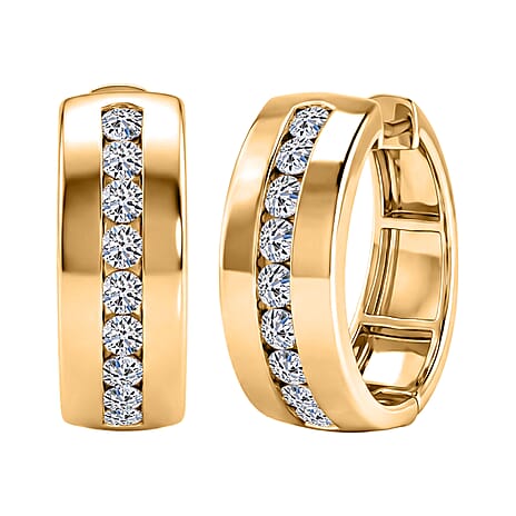 LUXURIANT SI-G-H Lab Grown Diamond Half Hoop Earring in 18K Vermeil Yellow Gold Plated Sterling Silver 1.17 Ct, Silver Wt. 8.65 Gms