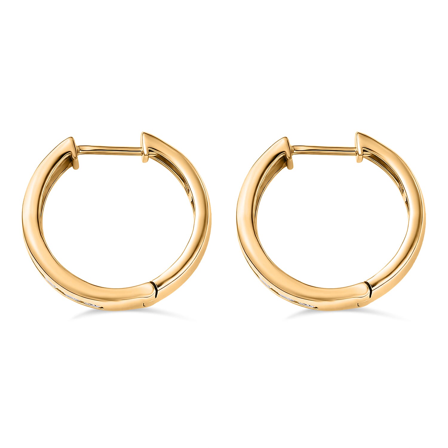 LUXURIANT SI-G-H Lab Grown Diamond Half Hoop Earring in 18K Vermeil Yellow Gold Plated Sterling Silver 1.17 Ct, Silver Wt. 8.65 Gms