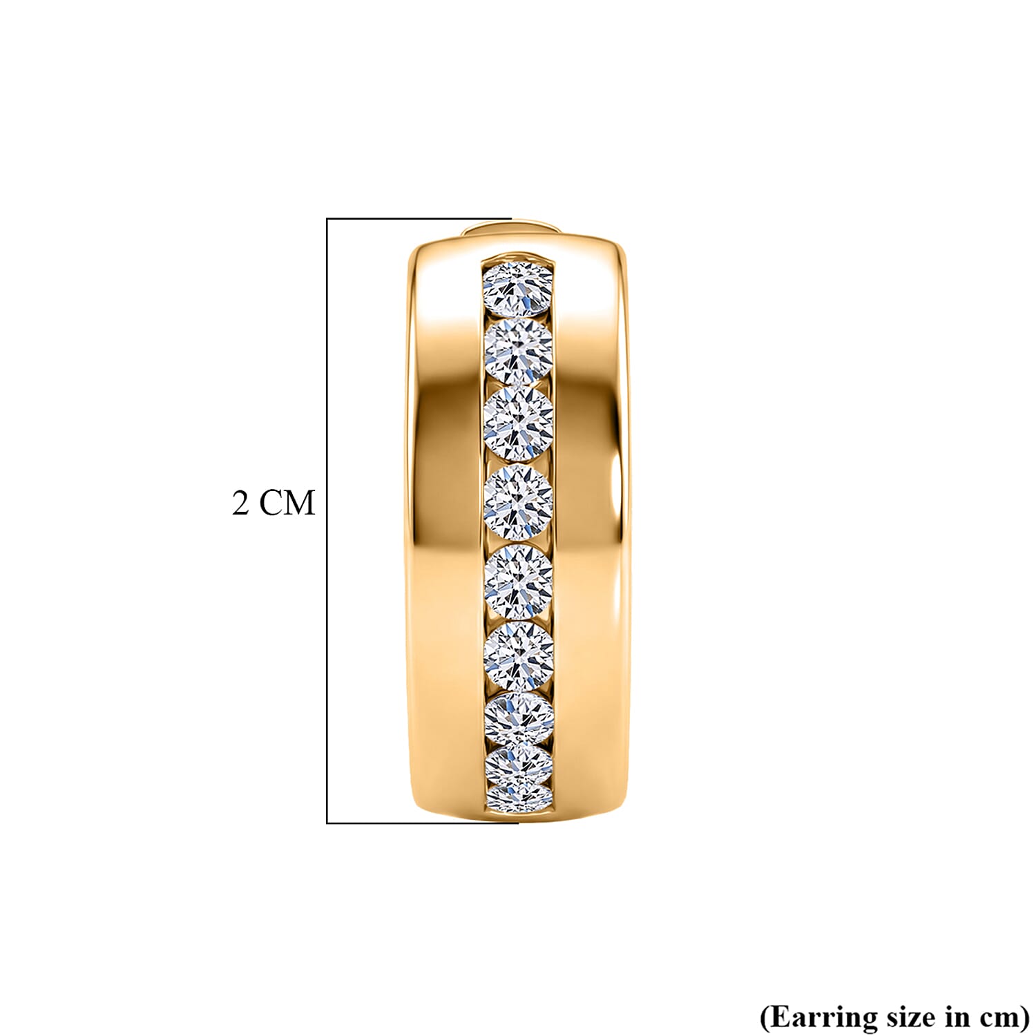 LUXURIANT SI-G-H Lab Grown Diamond Half Hoop Earring in 18K Vermeil Yellow Gold Plated Sterling Silver 1.17 Ct, Silver Wt. 8.65 Gms