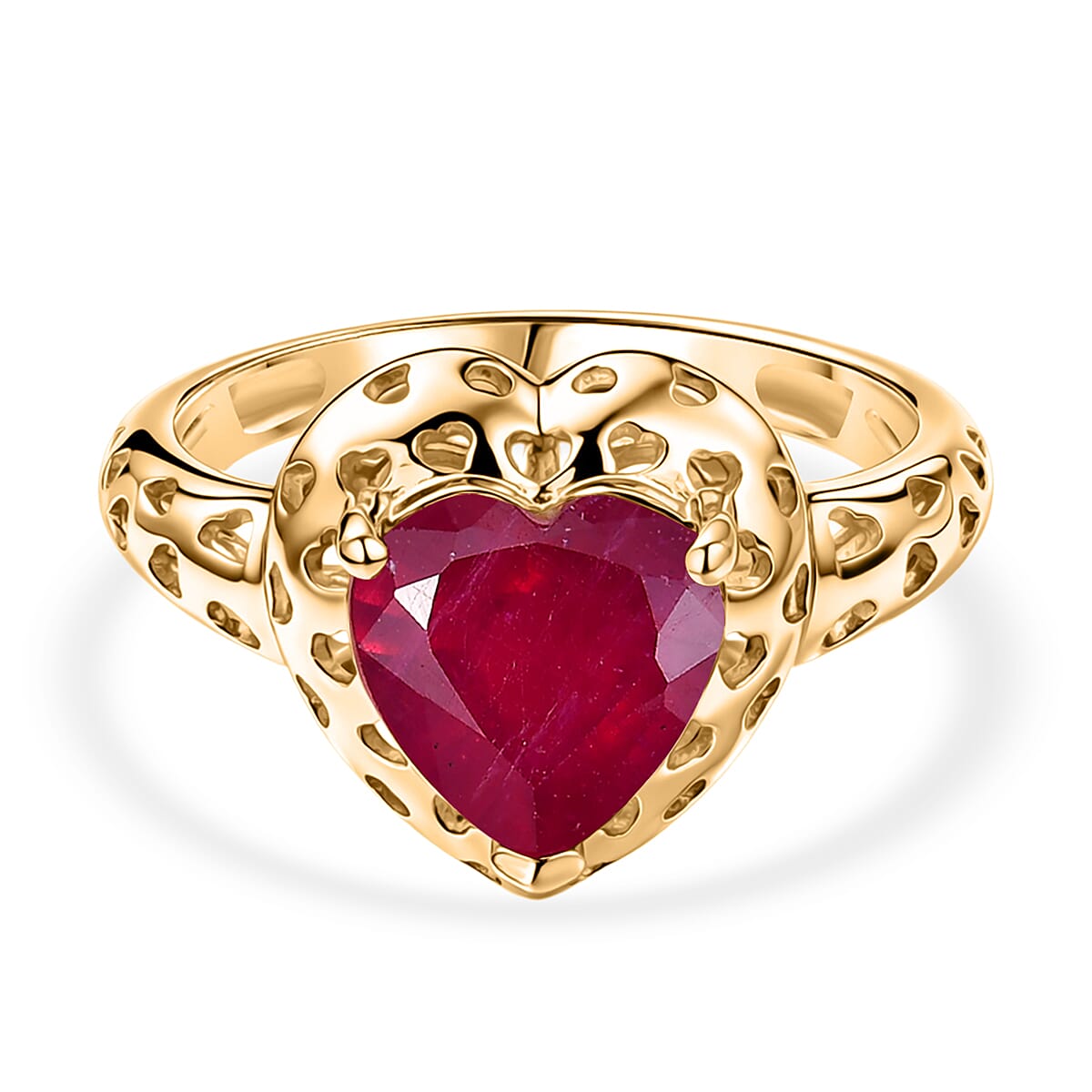 GP African Ruby, Blue Sapphire Fancy Ring in 18K YG VermeilSterling Silver  2.492  Ct.