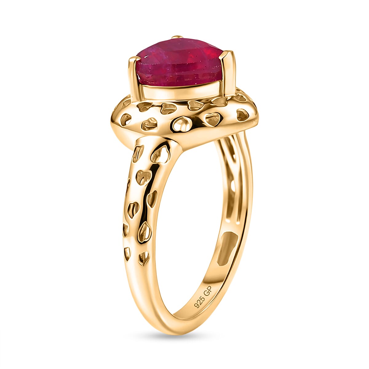 GP African Ruby, Blue Sapphire Fancy Ring in 18K YG VermeilSterling Silver  2.492  Ct.