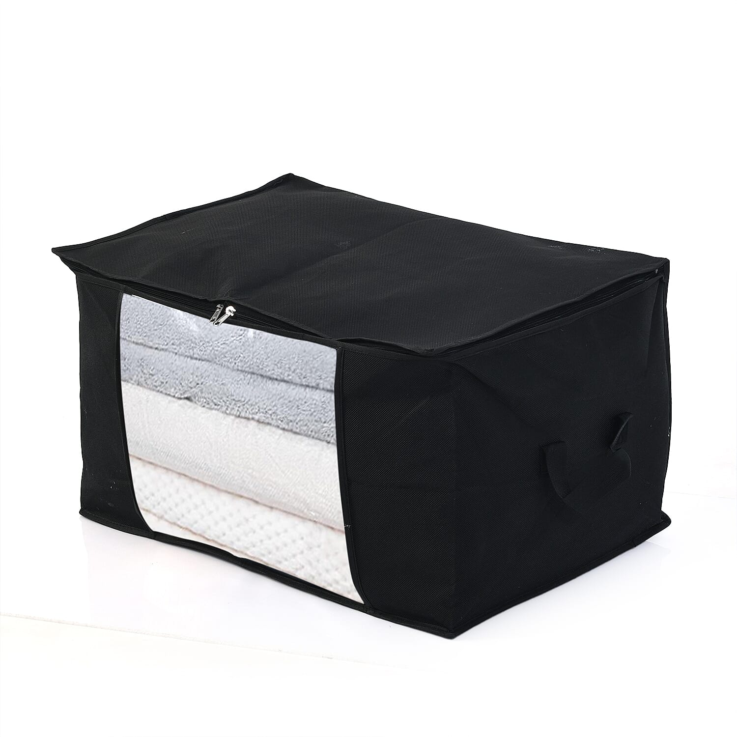 Livmore Set of 5 Non-Woven Fabric Storage Bags with Clear Window (34 x 60 x 42 cm) - Black