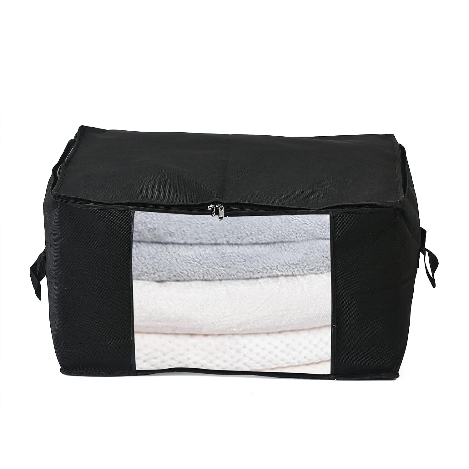 Livmore Set of 5 Non-Woven Fabric Storage Bags with Clear Window (34 x 60 x 42 cm) - Black