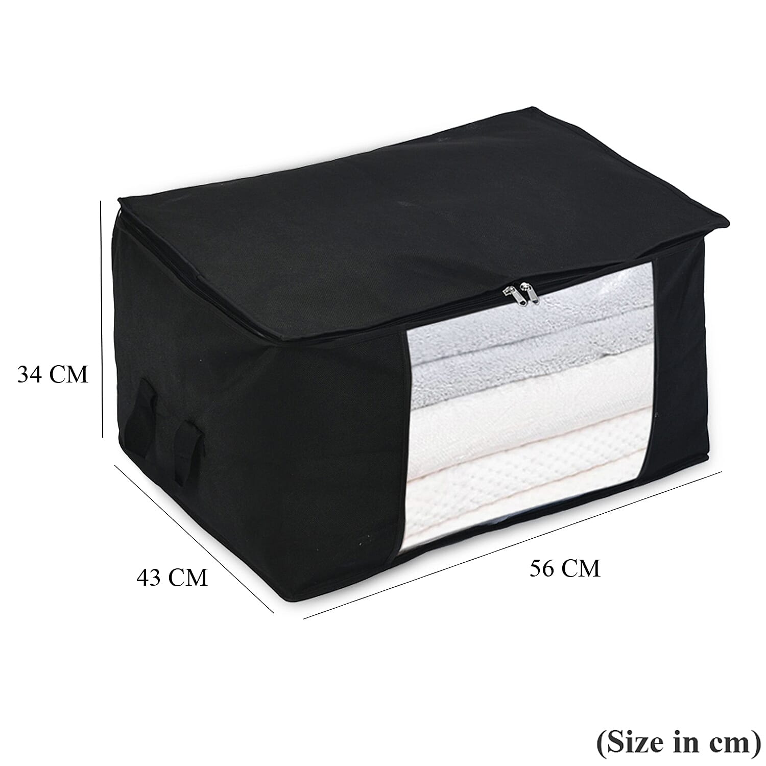 Livmore Set of 5 Non-Woven Fabric Storage Bags with Clear Window (34 x 60 x 42 cm) - Black