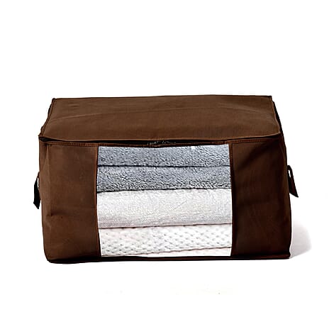 Livmore Set of 5 Non-Woven Fabric Storage Bags with Clear Window (34 x 60 x 42 cm) - Brown