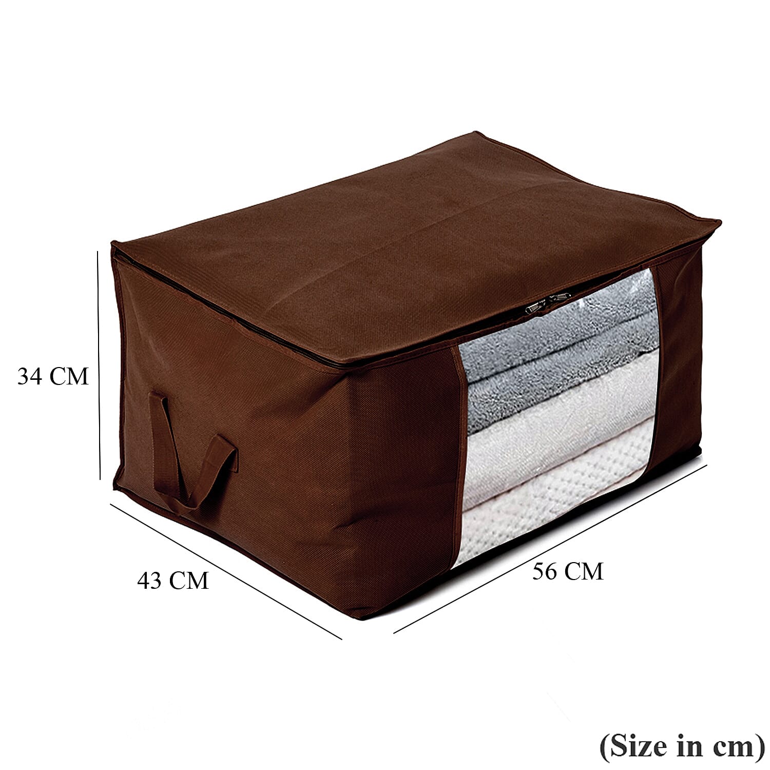 Livmore Set of 5 Non-Woven Fabric Storage Bags with Clear Window (34 x 60 x 42 cm) - Brown