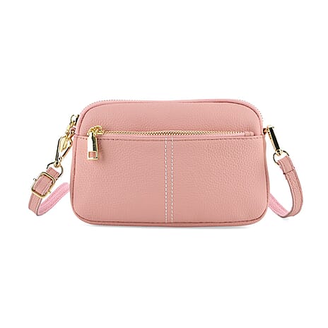 100% Genuine Leather Designer Minimalist Sling Shoulder Bag -  Pink