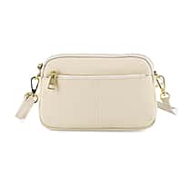 100% Genuine Leather Designer Minimalist Shoulder Bag -  Ivory