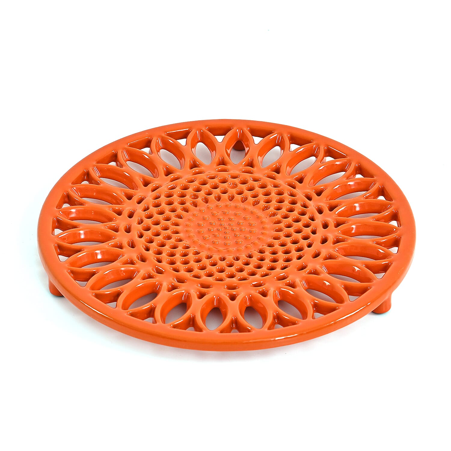 9 - Piece Cast Iron Cookware Set - Induction Safe Casserole Pot, Fry Pan, Roaster - Dual Handle Pot with Trivet - Orange - White