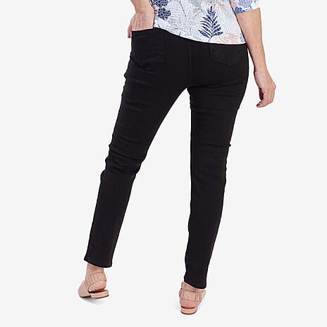 Sugar Crisp Elasticated Waistband Jeans with 27 inch Leg (Size 14) - Black