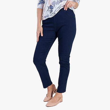 Sugar Crisp Elasticated Waistband Jeans with 27 inch Leg (Size 18) - Navy