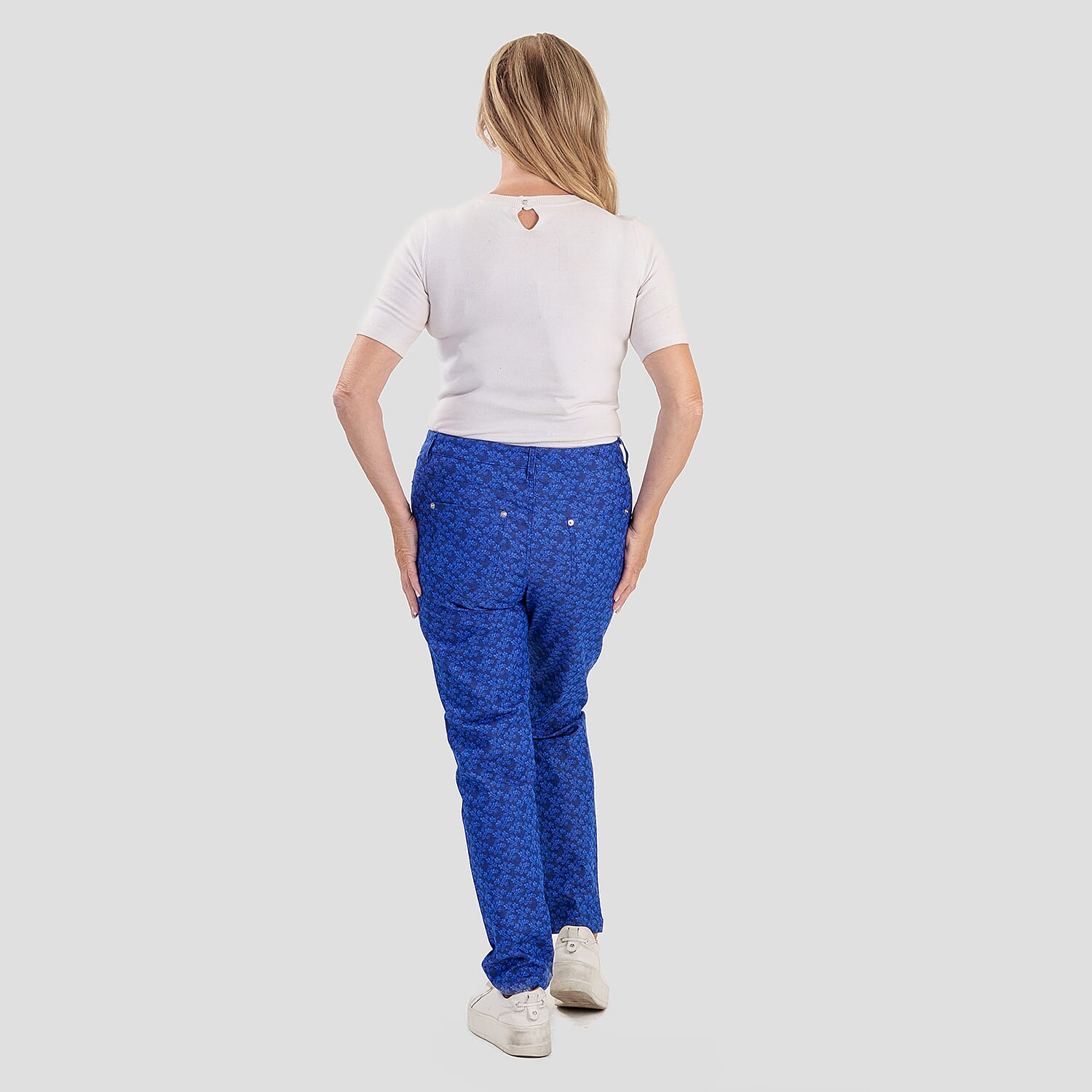 Sugar Crisp Denim Floral Print Straight Fit Casual Jeans with Button Detail 