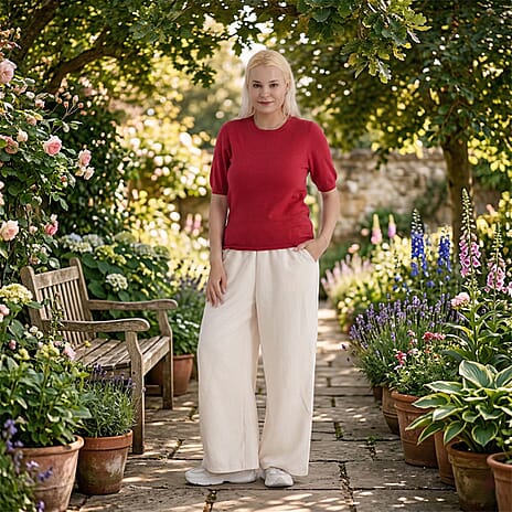 - Maisi Round Neck Short-Sleeved Top (Size L-XL) - Red