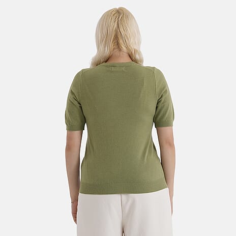 - Maisi Round Neck Short-Sleeved Top (Size S-M) - Green