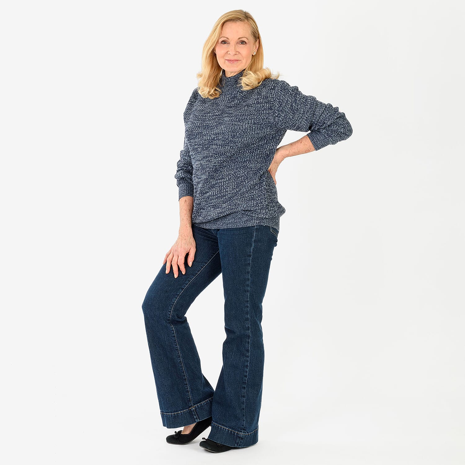 Close Out Loose Fitting Jumper (Size L) - Denim Blue