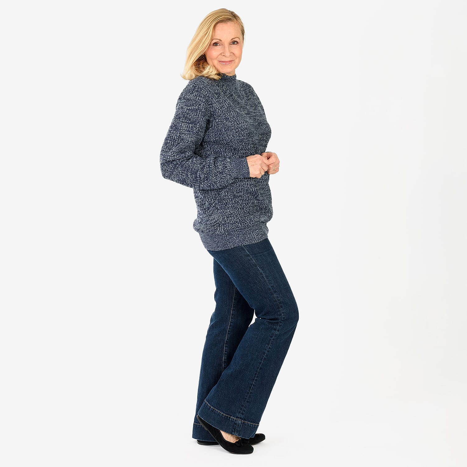 Close Out Loose Fitting Jumper (Size S) - Denim Blue