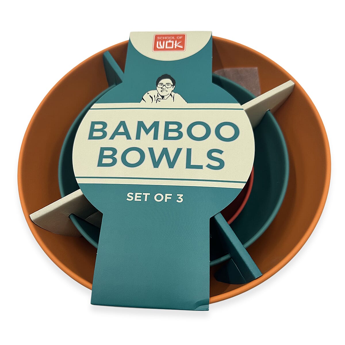 DEXAM School of Wok Set of 3 Bamboo Mixing Bowls - Multi Colour