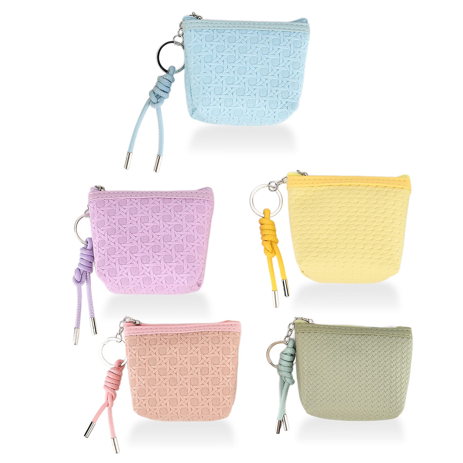 Set of 5 Mini Pouches (10 x 9 x 3.5cm) - Purple, Blue, Green, Yellow, & Pink