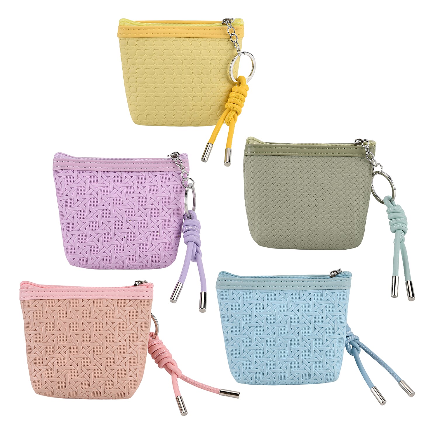 Set of 5 Mini Pouches (10 x 9 x 3.5cm) - Purple, Blue, Green, Yellow, & Pink