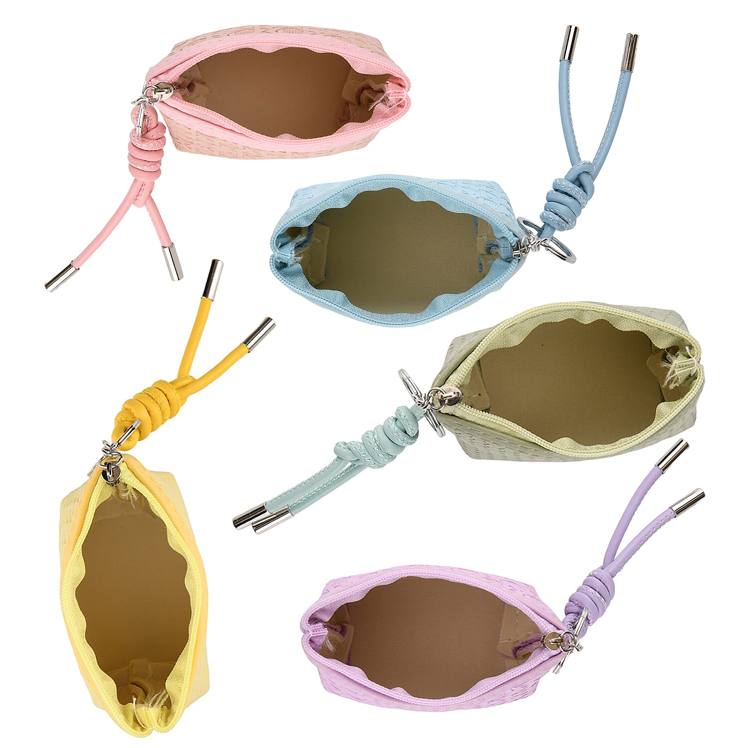 Set of 5 Mini Pouches (10 x 9 x 3.5cm) - Purple, Blue, Green, Yellow, & Pink