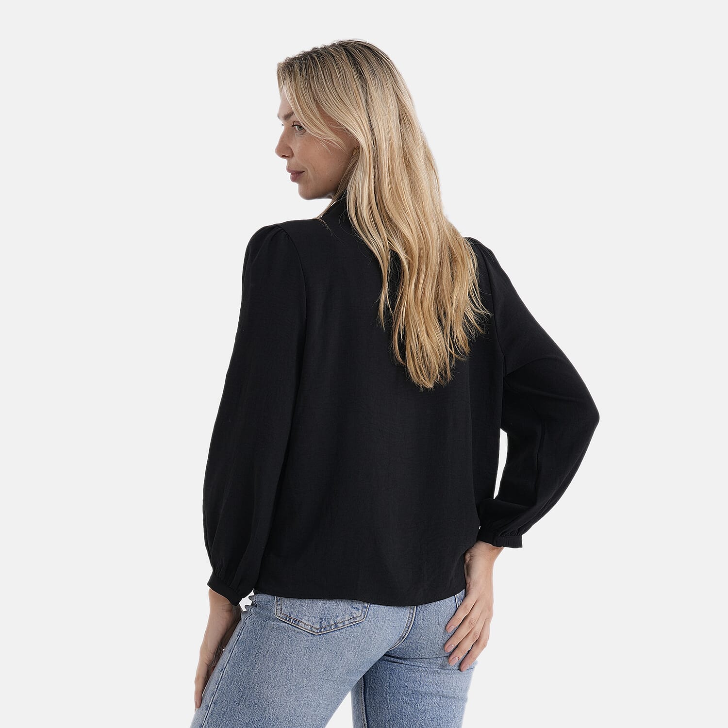& Maisi Tie-Neck Long-Sleeve Blouse