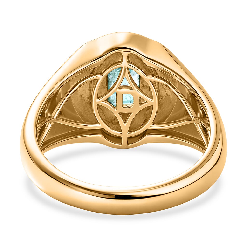 D'Joy AAA Zambian Emerald SIGNET Ring in 18K Vermeil Sterling Silver.