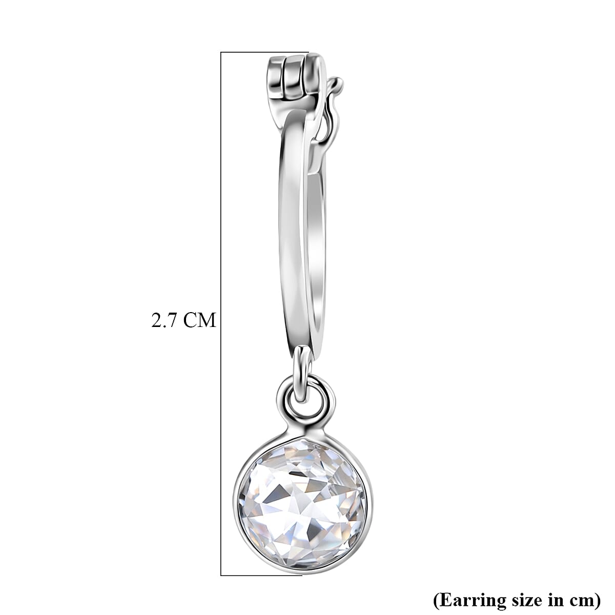 D'Joy Moissanite Drop Hoop Earring with Clasp in Platinum Overlay Sterling Silver 1.60 Ct.
