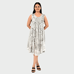 - Maisi Marble Print Sleeveless Umbrella Dress (One Size) - Green