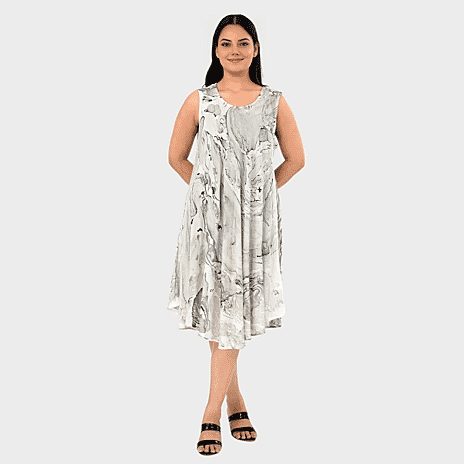 - Maisi Marble Print Sleeveless Umbrella Dress (One Size) - Grey