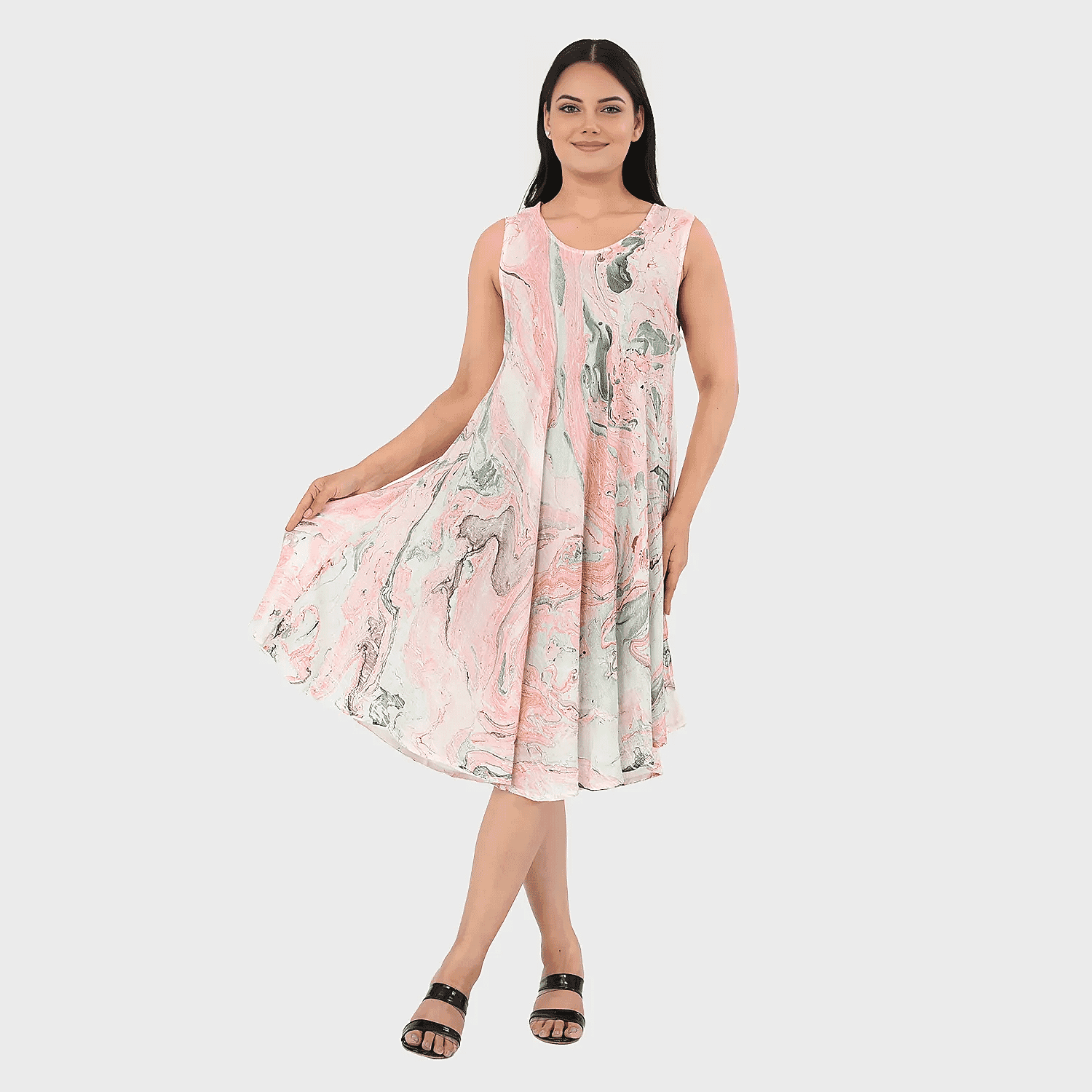 - Maisi Marble Print Sleeveless Umbrella Dress (One Size) - Mint Green