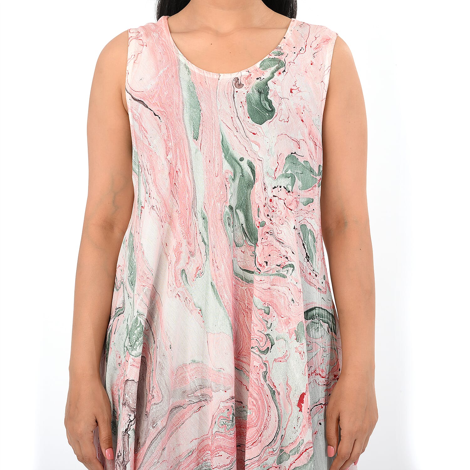 - Maisi Marble Print Sleeveless Umbrella Dress (One Size) - Mint Green